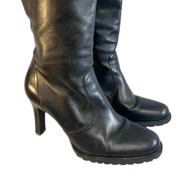 WHITE MOUNTAIN Black Leather Dressy knee High Boots with Pointy Heels SZ 9.5 - Picture 6 of 15